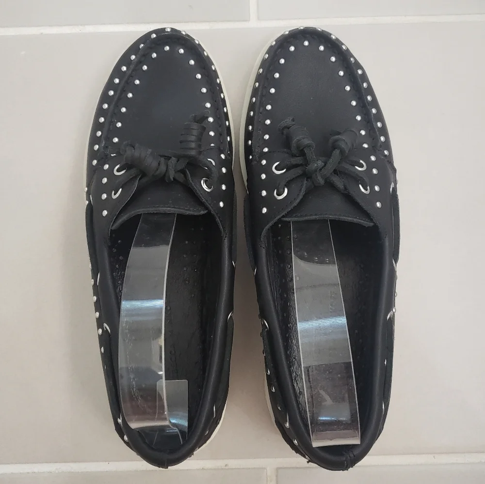 Sperry Rebecca Minkoff Black Studded Loafers Size 9 - Picture 3 of 11
